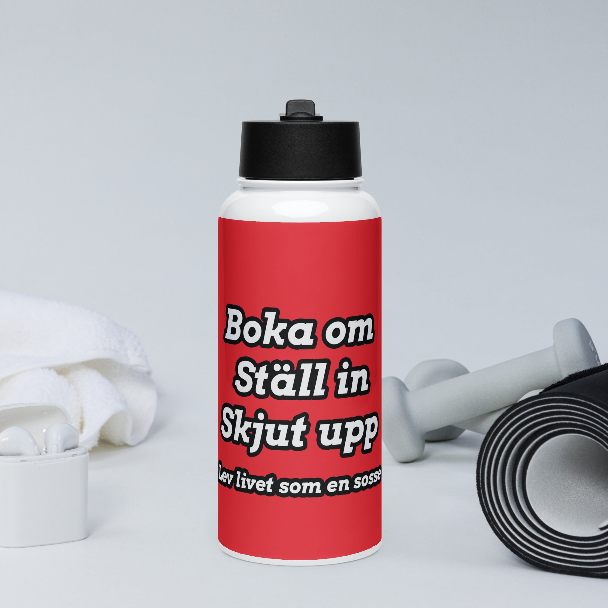 Livet som en sosse- Vattenflaska i rostfritt stål med sugrörslock