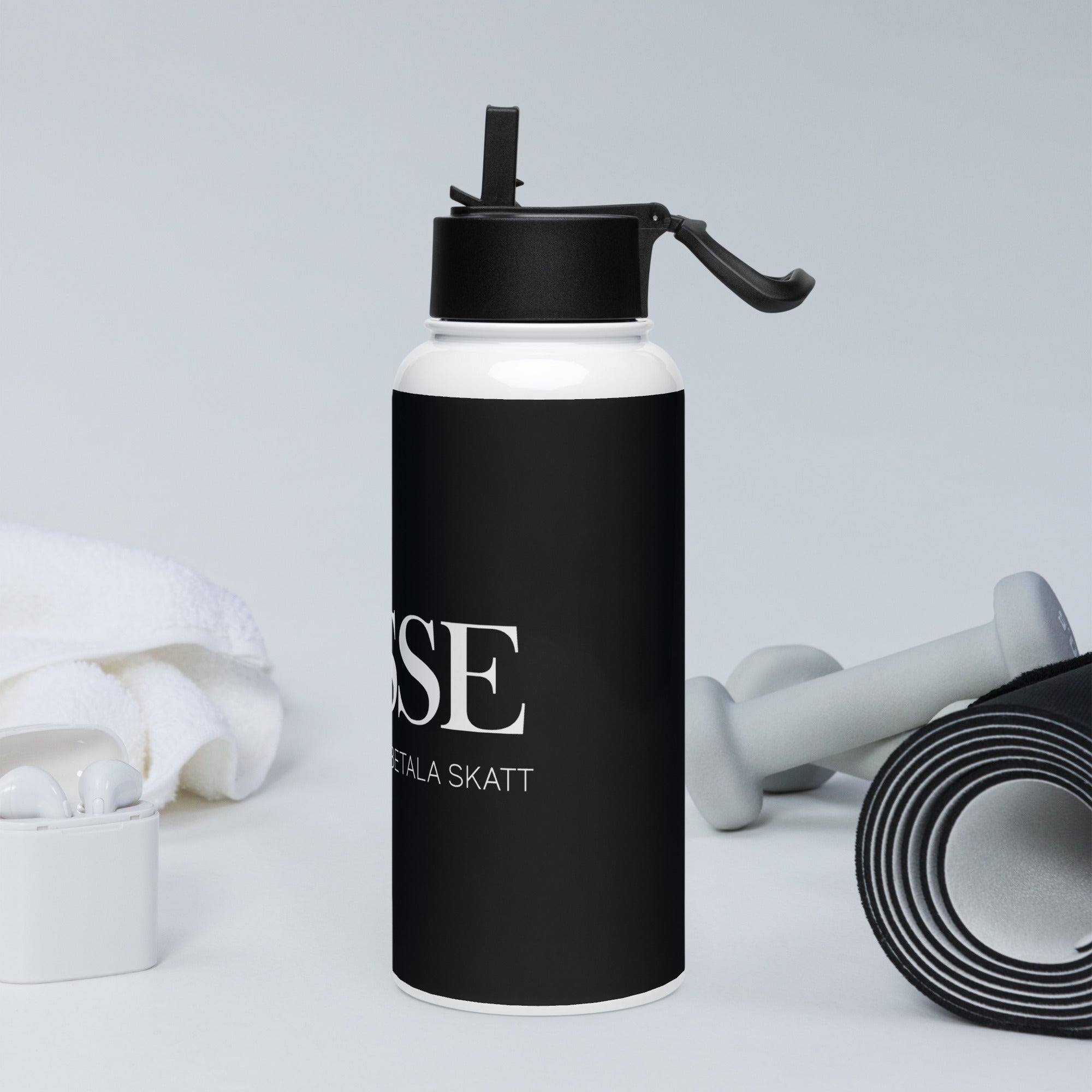 Det är fint att betala skatt- Vattenflaska i rostfritt stål med sugrörslock