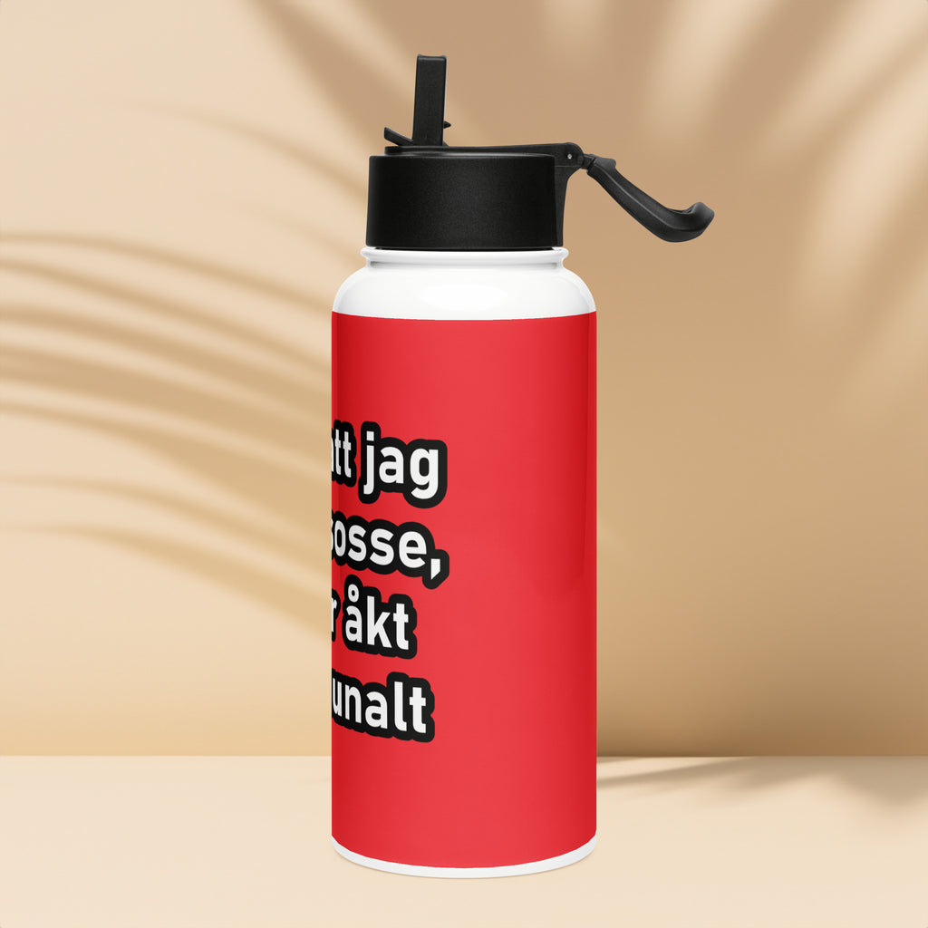 Förlåt att jag luktar sosse- Vattenflaska i rostfritt stål med sugrörslock