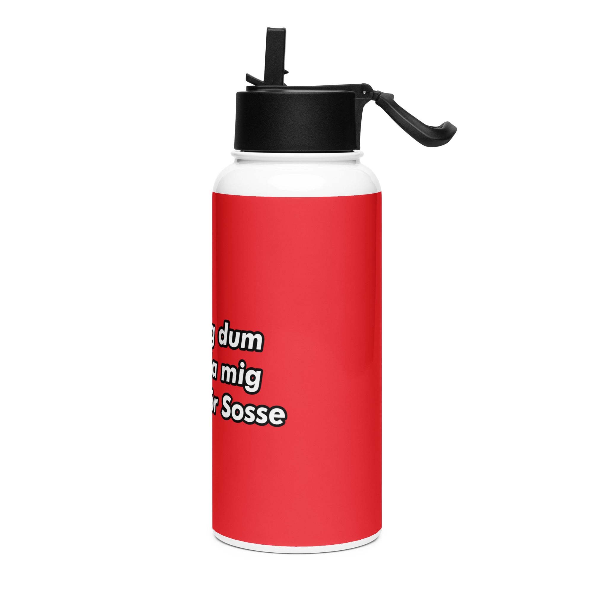 Kalla mig dum- Vattenflaska i rostfritt stål med sugrörslock