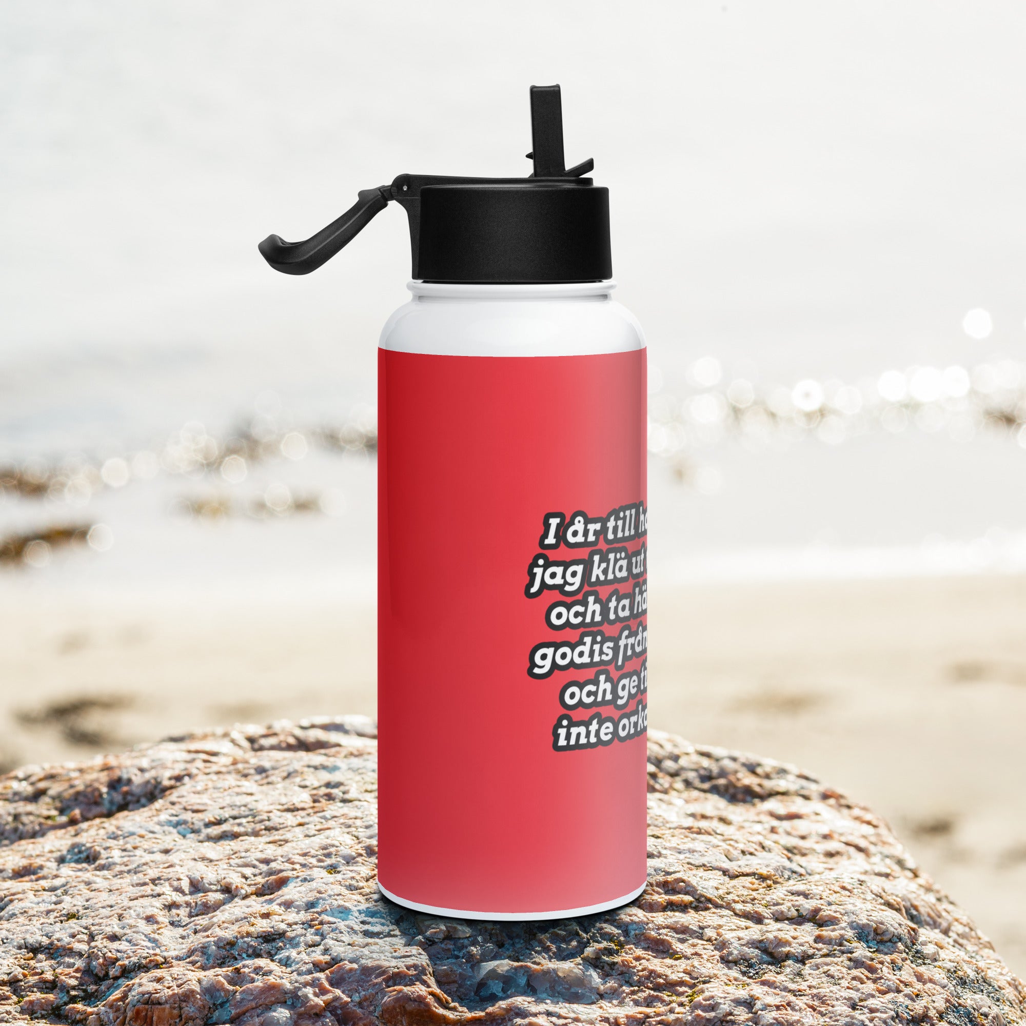 Halloween- Vattenflaska i rostfritt stål med sugrörslock