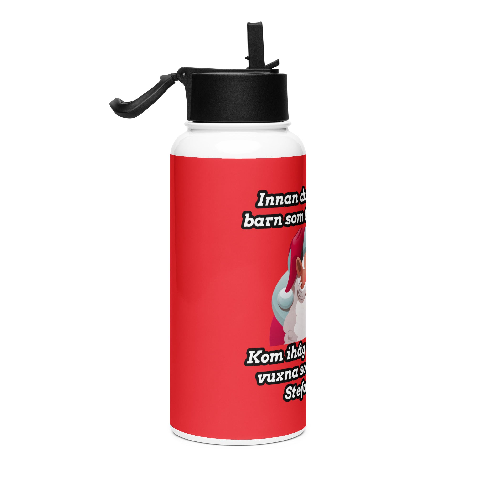 Tomten- Vattenflaska i rostfritt stål med sugrörslock