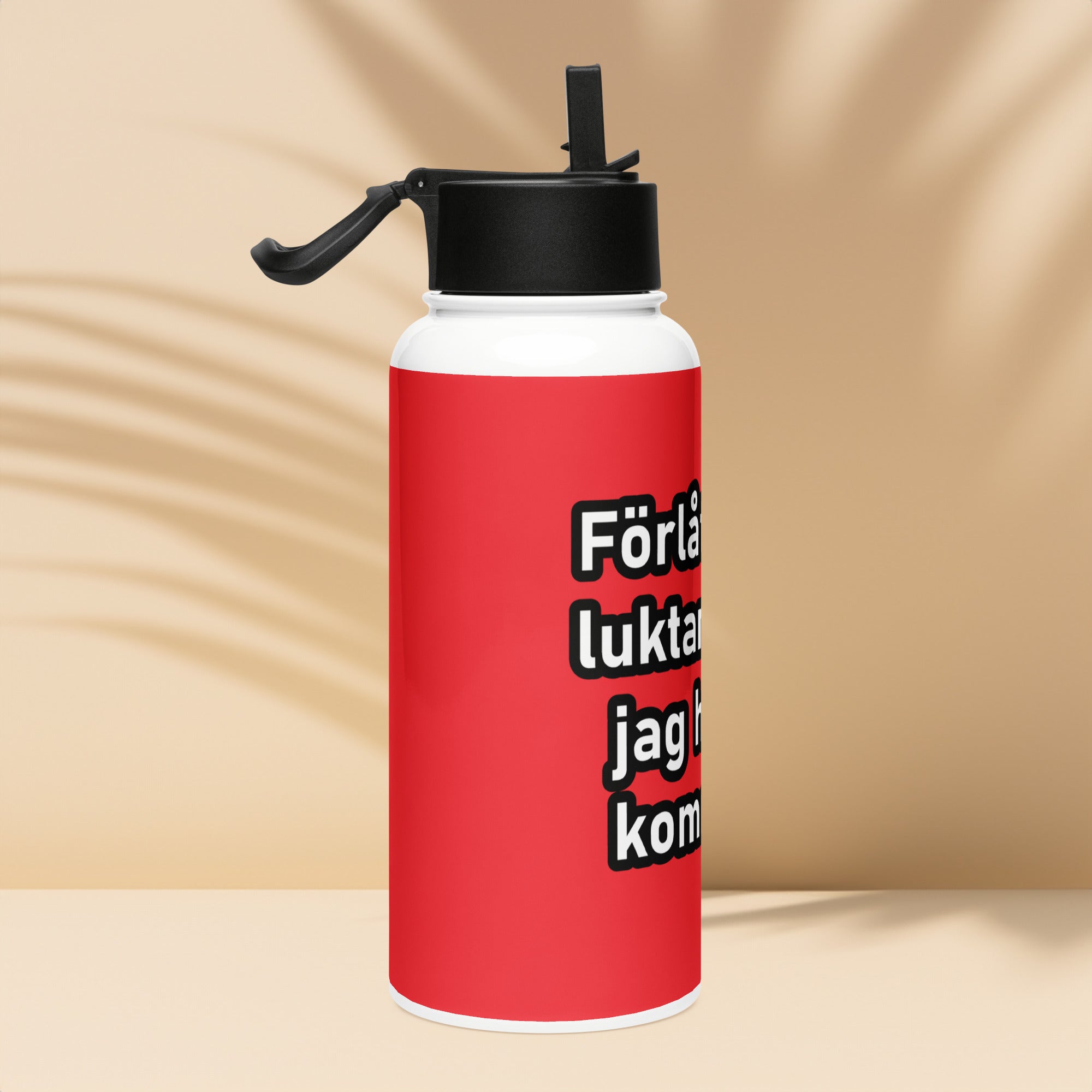 Förlåt att jag luktar sosse- Vattenflaska i rostfritt stål med sugrörslock