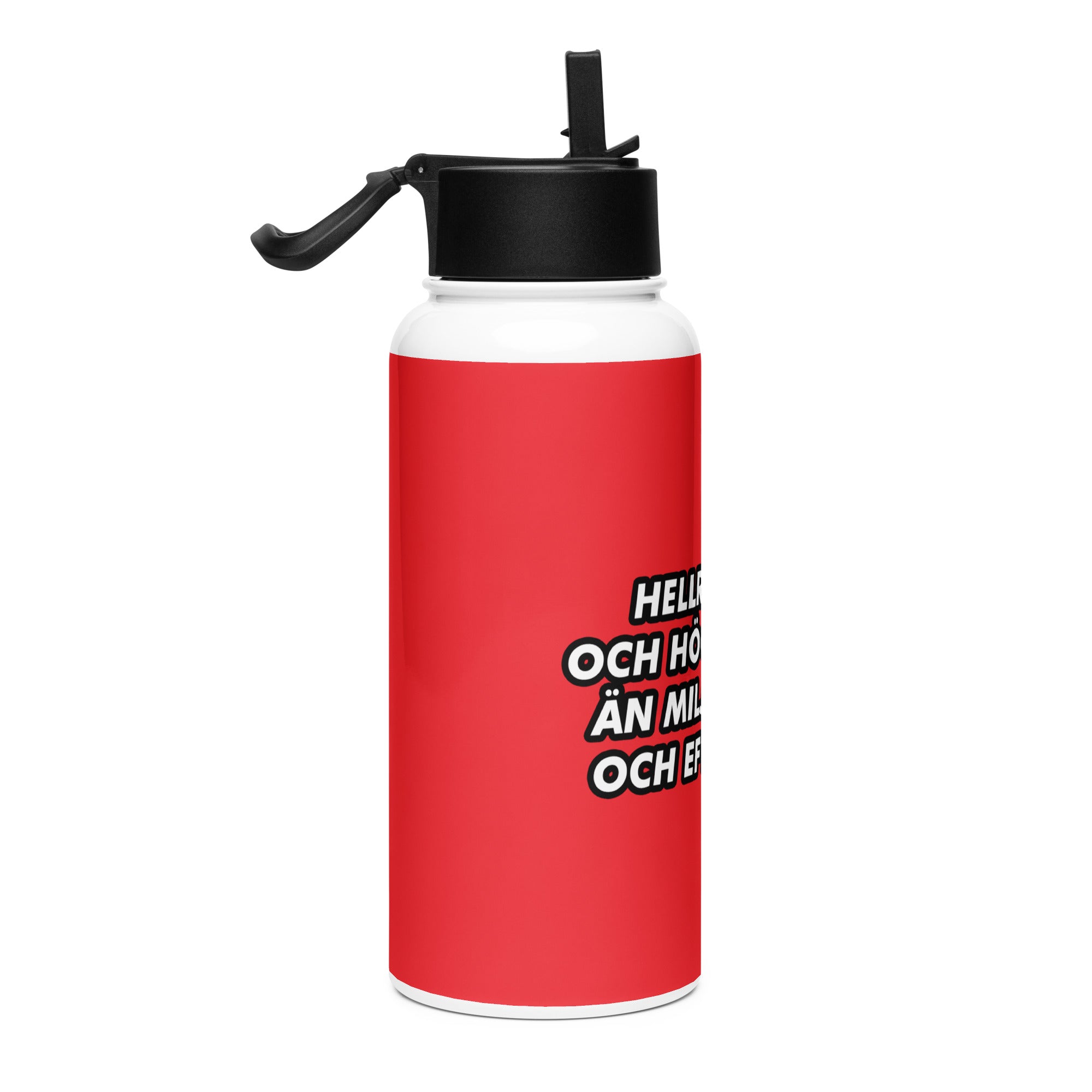 Hellre nyrik och högervriden- Vattenflaska i rostfritt stål med sugrörslock