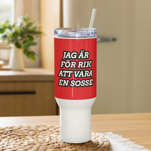 Jag är för rik att vara en sosse- Resemugg med handtag