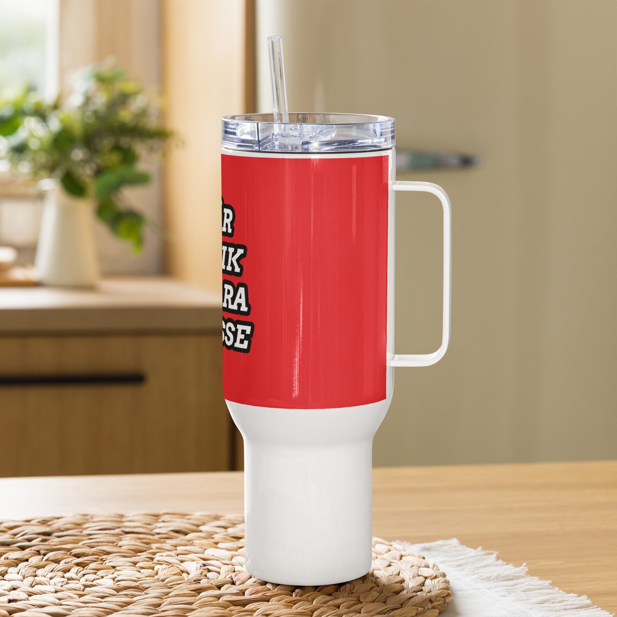 Jag är för rik att vara en sosse- Resemugg med handtag