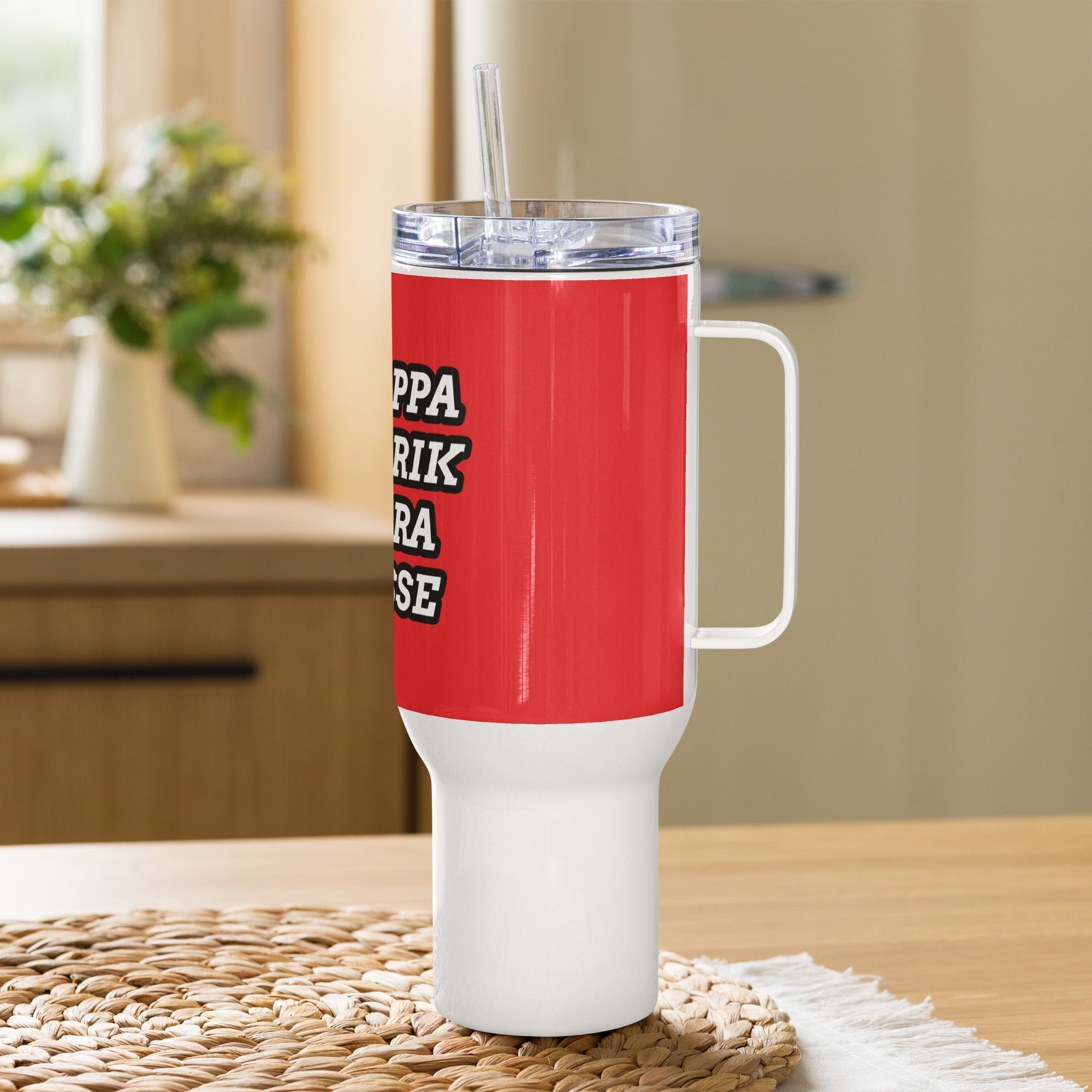 Min pappa är för rik att vara en sosse- Resemugg med handtag